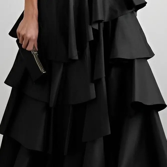 Chic A-Line High Waisted Ruffle Solid Color Skirt - Picture 2 of 2